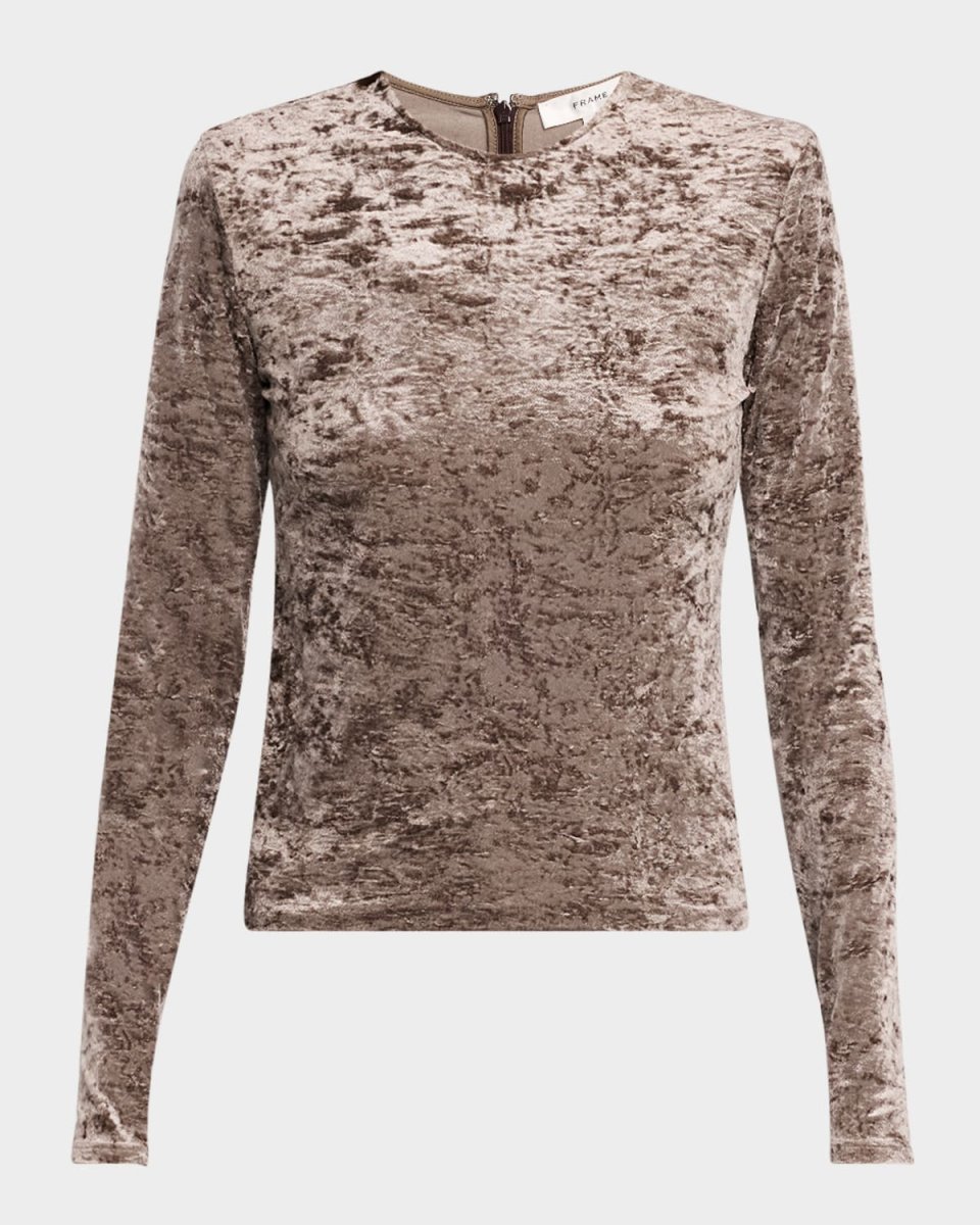 Long Sleeve Crushed Velvet Top